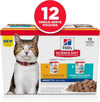 Hill's Science Diet Adult 7+, Senior Adult 7+ Premium Nutrition, Wet Cat Food, Variety Pack: Chicken; Tuna Stew, 2.8 oz Pouch Variety Pack, Case of 12