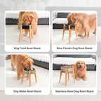 Sted Elevated Dog Bowl for Large Dogs, 100% Bamboo Single Raised Dog Bowl Stand with Adjustable Width 7.5-11 Inches, 13" Tall Dog Food Bowl and Water Bowls Stands