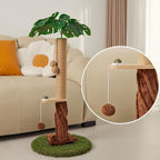 Cat Scratching Posts with Sisal Rope, Dangling Balls and Natural Healthy Catnip Balls, 33.86" Tall Cat Scratcher with Extra Cat Energy Ball for Indoor Cats Adults and Kitten