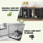 71" Dog Crate Furniture, Large Dog Kennel Furniture, Wood Double Dogs Crate Furniture Large Breed, Dog Crates for 2 Dogs Furniture, Black
