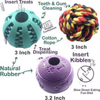 Jalousie Dog Puzzle Balls Dog Treat Dispensing Balls Non-Toxic Natural Rubber Dog Chew Toys for Puppy Pet Dog Teething Puzzle Playing Treat Dispenser Rope Balls (Large, 6 Pack Assorted)