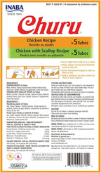 INABA Churu Cat Treats, Grain-Free, Lickable, Squeezable Creamy Purée Cat Treat/Topper with Vitamin E & Taurine, 0.5 Ounces Each Tube, 10 Tubes Total/Two Flavors, Chicken Variety