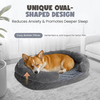 Orthopedic Dog Bed for Medium Dogs, 35" Oval Couch Bed with Sides and Soft Egg Crate Foam, Calming Washable Pet Bed with Anti-Slip Bottom, Durable Cuddler for Sleeping, Grey (35")