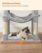 Feandrea Cat Tree, 56.3-Inch Cat Tower for Indoor Cats, Multi-Level Cat Condo with 4 Scratching Posts, 2 Perches, Hammock, Cave, Light Gray UPCT161W01