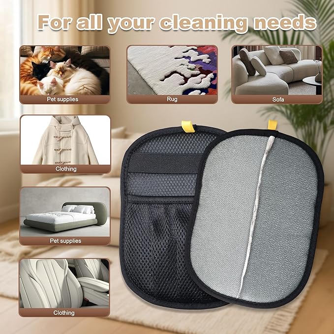 3PCS Pet Hair Removal Glove for Cats, Upgraded Five-Finger Electrostatic Pet Hair Remover Glove, Reusable Magic Brush Pet Hair Removal Tool for Laundry, Couch, Carpet & Car Seat