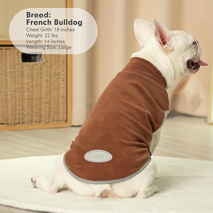 cyeollo 2XL Dog Sweater for Large Dogs Male Female, Reflective Dog Sweatshirt Pullover Jacket Fall Winter Pet Sweaters Warm Pet Clothes, Brown & Khaki XXL