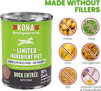 KOHA Limited Ingredient Diet Duck Entrée for Dogs - Sensitive Stomach Canned Dog Food - High Protein, No Fillers Pate Dog Food - 13 oz Pack of 12