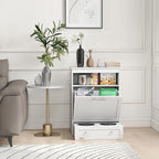 PawHut Dog Feeding Station with Raised Bowls & Storage Cabinet, Pet Feeder Cabinet Container with Hanger for Feeding & Watering Supplies, Dog Food Organizer, White