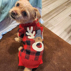 KYEESE Dog Christmas Sweater Reindeer Small Dogs Christmas Sweater Red Buffalo Check with Leash Hole Pet Sweater with Dog Christmas Outfit Pet Clothes,M