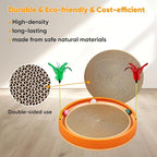 Extra-Large Round Cat Scratcher with Ball Track – 3-in-1 Circular Cardboard Scratching Pad with Feather Toys – Interactive Cat Toy Round Track for Indoor Cats, Kitten Play Lounge Board (Orange)