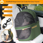 PAWZIDEA Cat Stroller 4 in 1, Pet Stroller for Small/Medium Dogs with Detachable Carrier Easy Lock NO-Zip Canopy, Seatbelt Dog Car Seat, Cozy House, Foldable Dog Jogger Strollers, Large Storage Basket