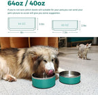 LIHONG Stainless Steel Dog Bowls for Large Dogs,Dog Food Water Bowls with Non Slip Rubber Bottom,Pet Feeding Bowl,Double Wall Insulated,Rustproof(64oz,Deep Green)