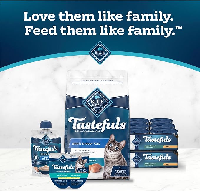 Blue Buffalo Tastefuls Wet Cat Food Paté, Made with Natural Ingredients | Ocean Fish and Tuna Entrée, 3-oz. Cans (24 Count)