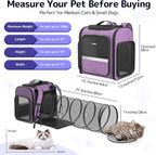 Pawtners Cat Backpack Carrier, Large Space Dog Backpack with Breathable Mesh, Expandable Pet Carrier Backpack for Small Medium Kitten Puppy Up to 18 Lbs, Suitable for Travel Hiking Camping Shopping