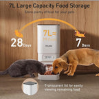 Automatic Cat Feeders, 7L/29 Cups Automatic Dog Feeder with Desiccant Bag, 1-6 Meals Ideal for 2-15mm Dry Food, Suitble for Multiple Pets, Dual Power Supply, Detachable Washable