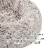 Calming Donut Dog Bed Small, Plush Round Cuddler Dog & Cat Bed, Anit-Anxiety Marshmellow Fluffy Faux Fur Cushion(20", Brown)