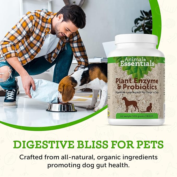 Animal Essentials Plant Enzyme & Probiotics - Digestive Enzymes for Dogs & Cats, Probiotics, Digestive Supplement, Veterinarian Recommended - 10.6 Oz