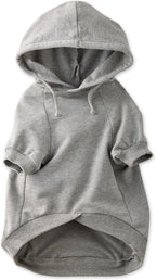 Rocky – The Orginal Lightweight Hooded TEE 100% Organic Cotton Dog Hoodie Pet Coat Sweater for Small, Medium, Large Dogs, Heather Gray, Small