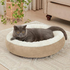 Love's cabin Round Donut Cat and Dog Cushion Bed, 20in Pet Bed for Cats or Small Dogs, Anti-Slip & Water-Resistant Bottom, Super Soft Durable Fabric Pet beds, Washable Luxury Cat & Dog Bed Camel