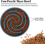 Blue Slow Feeder Maze Puzzle Bowl - Large Dog Non Slip Food Feeding Dishes for Medium Dogs, Interactive, Bloat Stop, Choking Prevention, Healthy