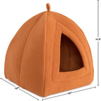Cat House - Indoor Cat Bed with Removable Foam Cushion - Pet Tent for Kittens, Rabbits, Guinea Pigs, and Other Small Animals by PETMAKER (Brown)