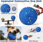 BABORUI Interactive Dog Toys Ball with Rope Tail, E-TPU Automatic Interactive Dog Toys for Aggressive Chewers, Indestructible Dogs Ball for Small/Medium/Large Dogs Indoor/Outdoor to Keep Them Busy