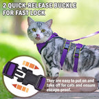 PUPTECK Cat Harness and Leash Set Escape Proof for Walking, Breathable Mash Vest Adjustable Harness for Cats Puppy Small Animals, Reflective at Night, Purple Small