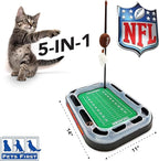 Pets First Cat Plush Toy KANSAS CITY CHIEFS FOOTBALL FIELD CAT SCRATCHER TOY with CATNIP Filled Plush FOOTBALL Toy & Feather Cat Toy hanging, Jingle Bell INTERACTIVE BALL Cat Chasing 5-in-1 KITTY Toy