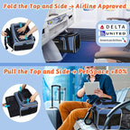 Petskd Top and Side Expandable Pet Carrier 18x11x11 Inches Delta United Airline Approved, Soft-Sided Carrier for Small Cats and Dogs with Locking Safety Zippers and Anti-Scratch Mesh(Blue)