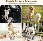 Dog Water Bowl No Spill,3L/101oz Stainless Steel Dog Water Bowl with Anti-Slip, Spill Proof Slobber Stopper No Drip Slow Drinking Dog Feeder for Sloppy Messy Drinkers