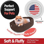 Majestic Pet 24 Inch Suede Shredded Memory Foam Mix Calming Small Dog Bed Washable 24 x 19 x 7 (Inch) - Cozy Soft Round Donut Dog Bed with Spine for Head Support - Pet Bed Chocolate