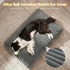 Dog Beds Large Sized Dog, Flat Pet Beds with Removable Washable Cover, Pet Mat Cute Pet Crate Bed Thick Shredded Chopped Crate Foam & Anti Slip Bottom for Indoor, 35"x23"x4" Grey