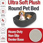 Majestic Pet 32 Inch Suede Calming Dog Bed Washable 32x23x7 (Inch) – Cozy Soft Round Donut Dog Bed with Spine Support for Dogs to Rest Their Head - Pet Bed Medium – Gray (2025)