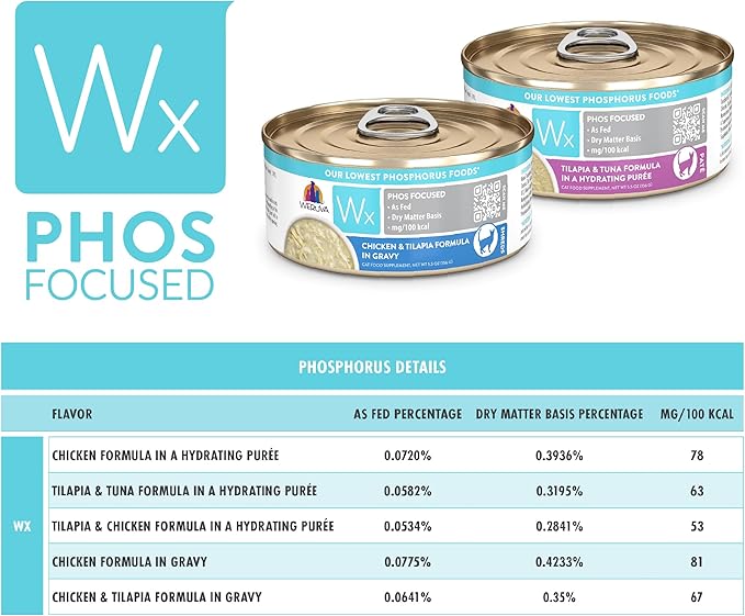 Weruva Wx Phos Focused Chicken and Tilapia Formula in Gravy 5.5oz Can, Pack of 8