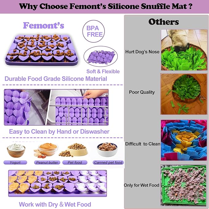 Small Silicone Snuffle Mat for Small Dogs Puppy Cat Slow Down Eating,Slow Feeder Lick Mat for Dry Wet Food for Pet Training Smell,Encourages Natural Foraging Skill,Relieving Stress