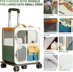 Cat Carrier with Wheels, Soft Rolling Pets Carrier Collapsible on Wheel Pet Handbag Cats Backpack, Dog Carriers up to 23 LBs Removable Cat Bag for Small Dogs Medium Cats Outing(NOT for TSA)