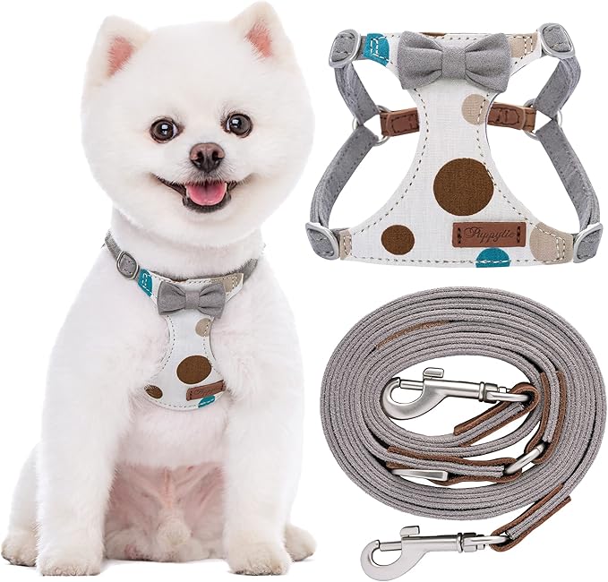 Puppytie No Pull xs Dog Harness with Multifunction Dog Leash,Soft Adjustable No Choke Escape Proof Pet Harness Vest,Smoke Grey,XS