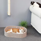 FUKUMARU Cat Scratcher, 24 Inch Sofa Shape Cat Scratching Bed, Reversible Detachable Cats Scratching Board, Round Cats Scratch Pads Refill Indoor, Beige