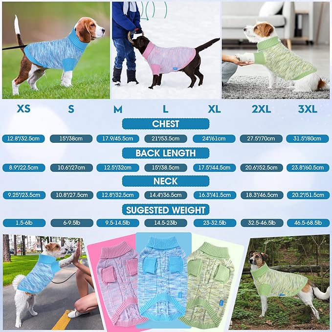 Pet Clothing,Turtleneck Dog Sweater,Sweaters for Dogs Boys and Girls,Pullover Dog Sweaters,Pet Knitted Clothes,Fit for Different Kinds Dogs,for Spring,Autumn and Winter(Blue L)