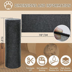 Cat Scratching Climbing Carpet Mat, Self-Adhesive Trimmable Anti Cat Scratcher Couch Furniture Protector from Cat Claws, Cat Post Covered Pad Replacement for DIY Cat Tree (Dark Gray, 15.8" x 118")