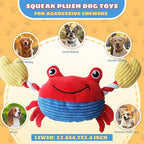 Squeak Plush Dog Toys for Small & Medium Breeds, Chew Resistant Rope to Keep Them Busy for Puppy Teething Chewing, Interactive Indoor/Outdoor Play, Best Pet Gift, Crab