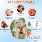 SCENEREAL Fall Thanksgiving Cat Harness and Leash Set Escape Proof, Soft Mesh Kitten Harness for Walking Travel, Reflective Adjustable Pet Vest with Leaf Print for Cat Puppy, S