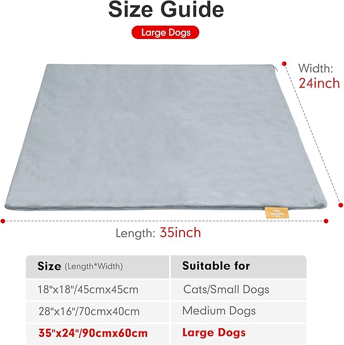 azuza Pet Heating Pad for Dogs and Cats, 6 Adjustable Temperature with Timer, Waterproof and Chew-Resistant Cord, Comfortable Fabric Dog Heating Mat, Auto Power-Off(24"x35")