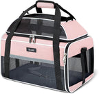 Lekereise Top-Expandable Pet Carrier - TSA Airline Approved Soft Sided Underseat Up to 15lbs Travel Carriers for Small Cats and Dogs with Locking Safety Zippers Anti-Scratch Mesh Pink