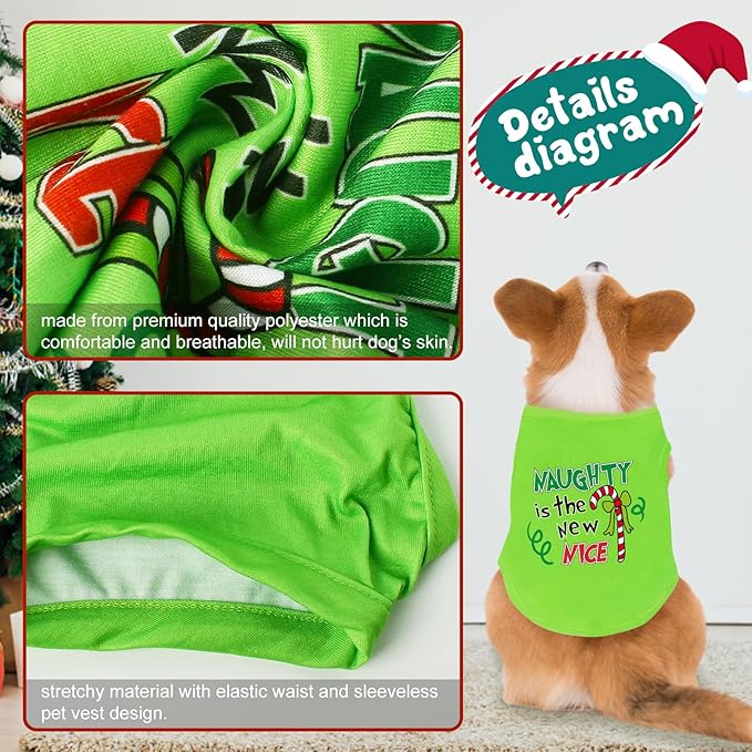 Green Halloween Dog Costume,Christmas Dog Shirt for Pets,Cats Dogs Christmas Pajamas Clothes Outfit for Small Medium Large Pet (X-Large)