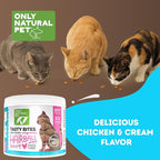 Only Natural Pet Hairball Care - Healthy Skin and Coat Support - Soft Chews for Cats – Digestive Supplement with Flaxseed, Psyllium Husk and Corn Silk – Chicken and Liver Flavor – 60 Count