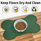 Dog Food Mat Anti-Slip Silicone Dog Bowl Mat Thicker Pet Placemat Waterproof Cat Feeder Pad with Raised Edge Puppy Kitten Feeding Mats Suitable Small Medium-Sized Dogs Cats Eating Tray