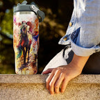 30oz Horse Tumbler with Handle and Straw, Stainless Steel Vacuum Insulated Coffee Tumbler, Travel Mug Water Bottle, Horse Stuff Accessories Decor, Horse Gifts for Women & Girls