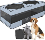 2-in-1 Dog Playpen, 73''Pop Up Cat Puppy Pet Playpen Indoor/Outdoor Cats Enclosed, Cat Dog Tent Crate Cage Kennel, Portable Playpen for Kitten, Small Animals Play Pen(No Divider, Unified Space)