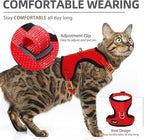 PUPTECK Cat Harness and Leash Set Escape Proof, Reflective Adjustable Soft Mesh Kitten Vest Harness for Walking Travel, Red, M